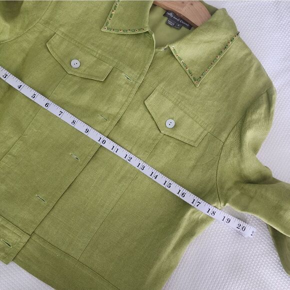 Kelly and Diane 100% linen embellish pineapple Safari Coastal jacket - Picture 9 of 16